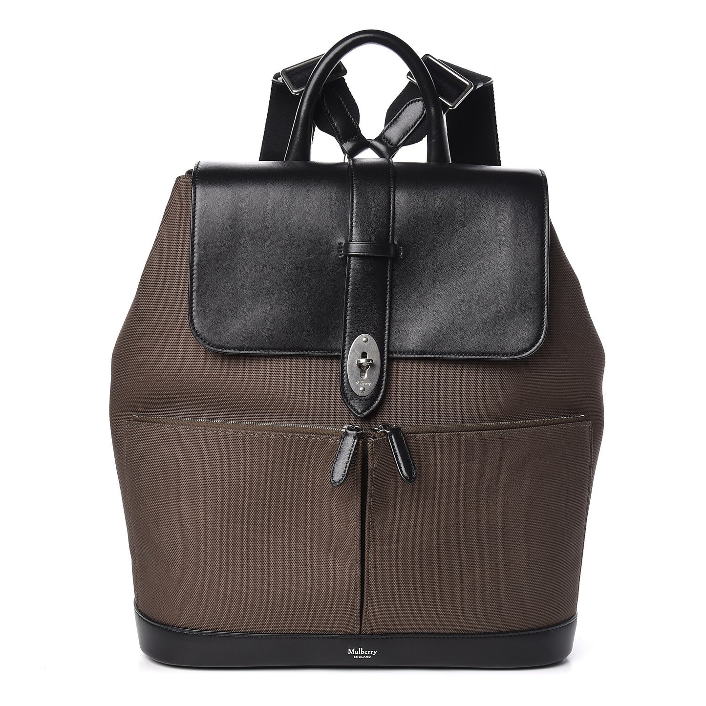Nylon Calfskin Reston Backpack Dark Green Black
