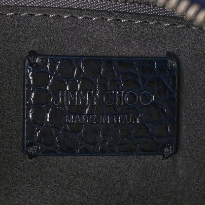 Jimmy Choo Calfskin Crocodile Embossed Small Varenne Bowling Bag Navy 6 of 9