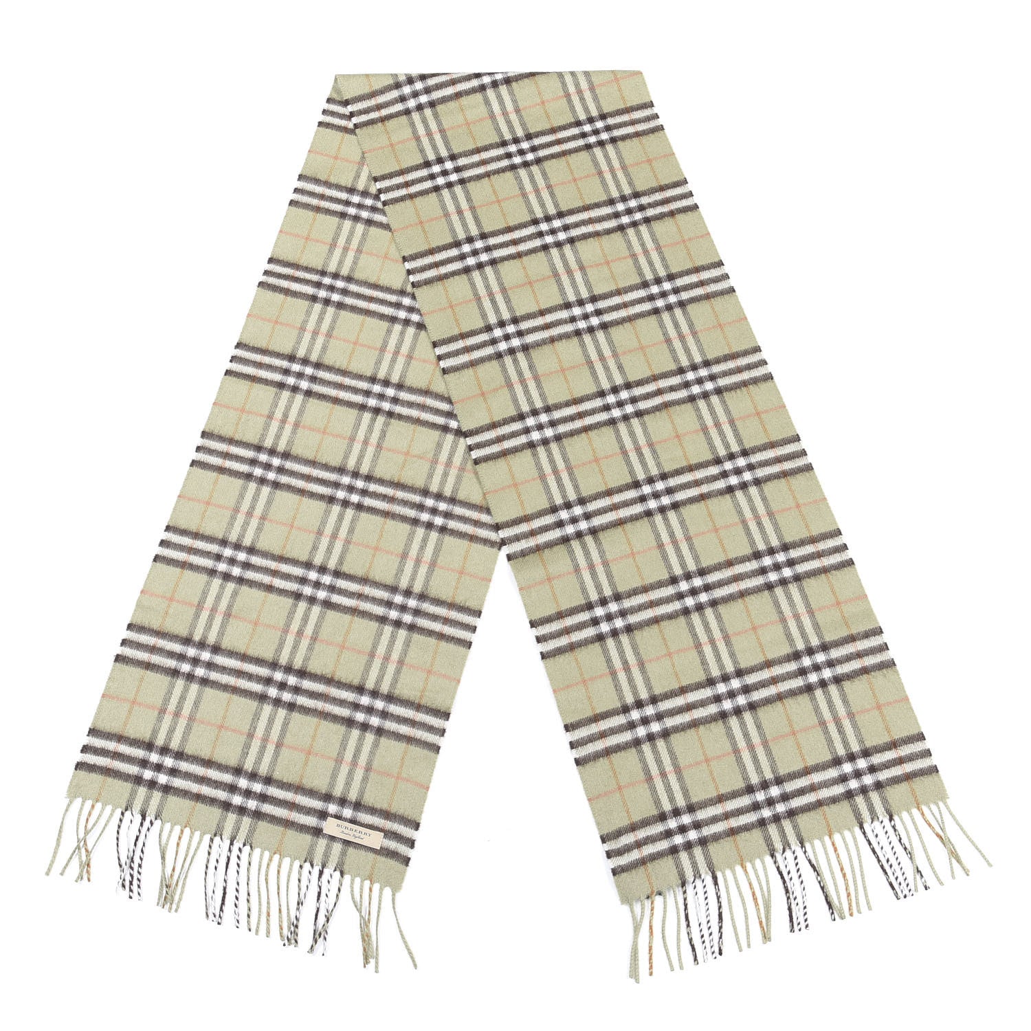 Burberry Cashmere Vintage Check Scarf Pale Powder Green 2 of 4