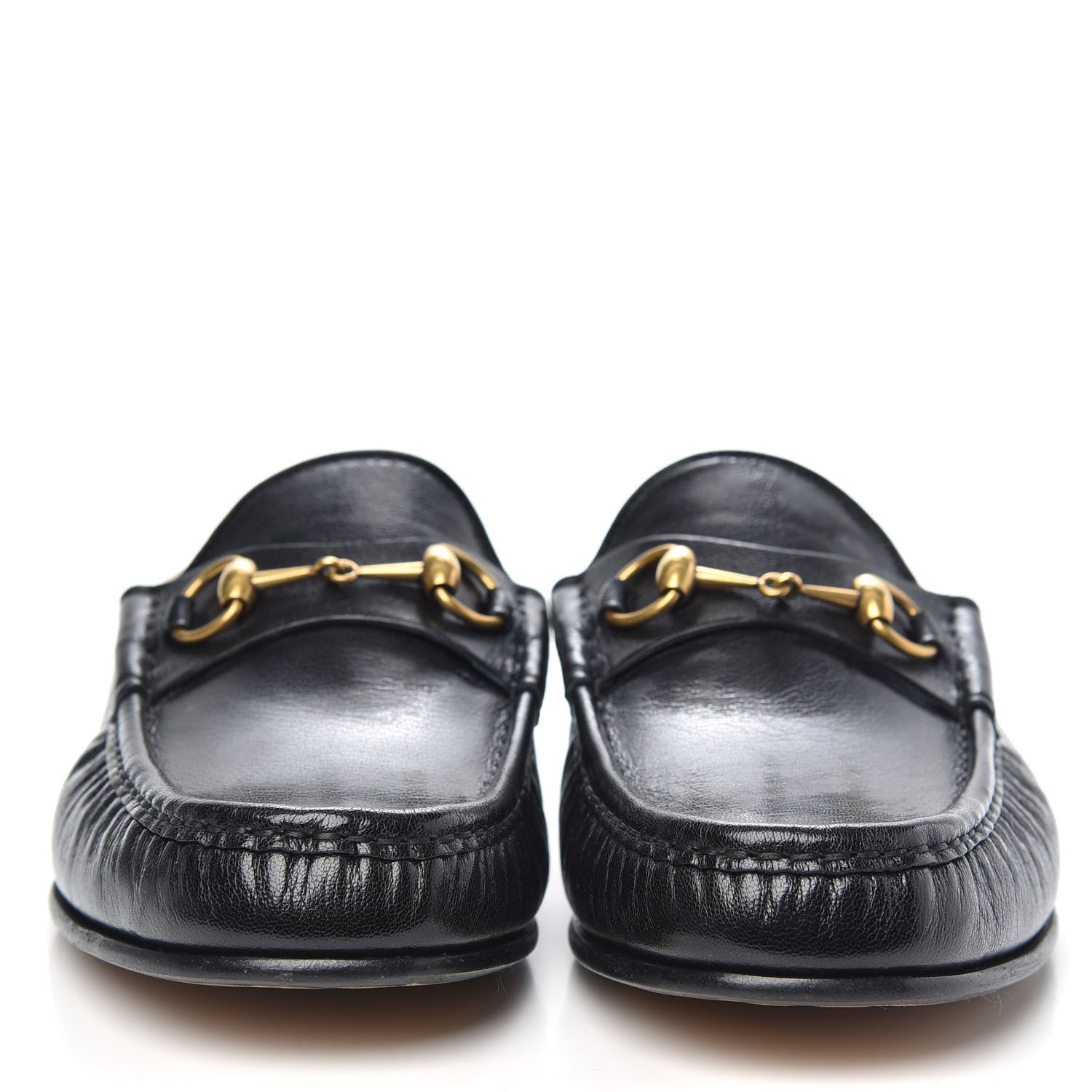 Gucci Goatskin Stripe Mens Horsebit Slingback Slippers 11 Black 2 of 9