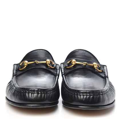 Gucci Goatskin Stripe Mens Horsebit Slingback Slippers 11 Black 2 of 9