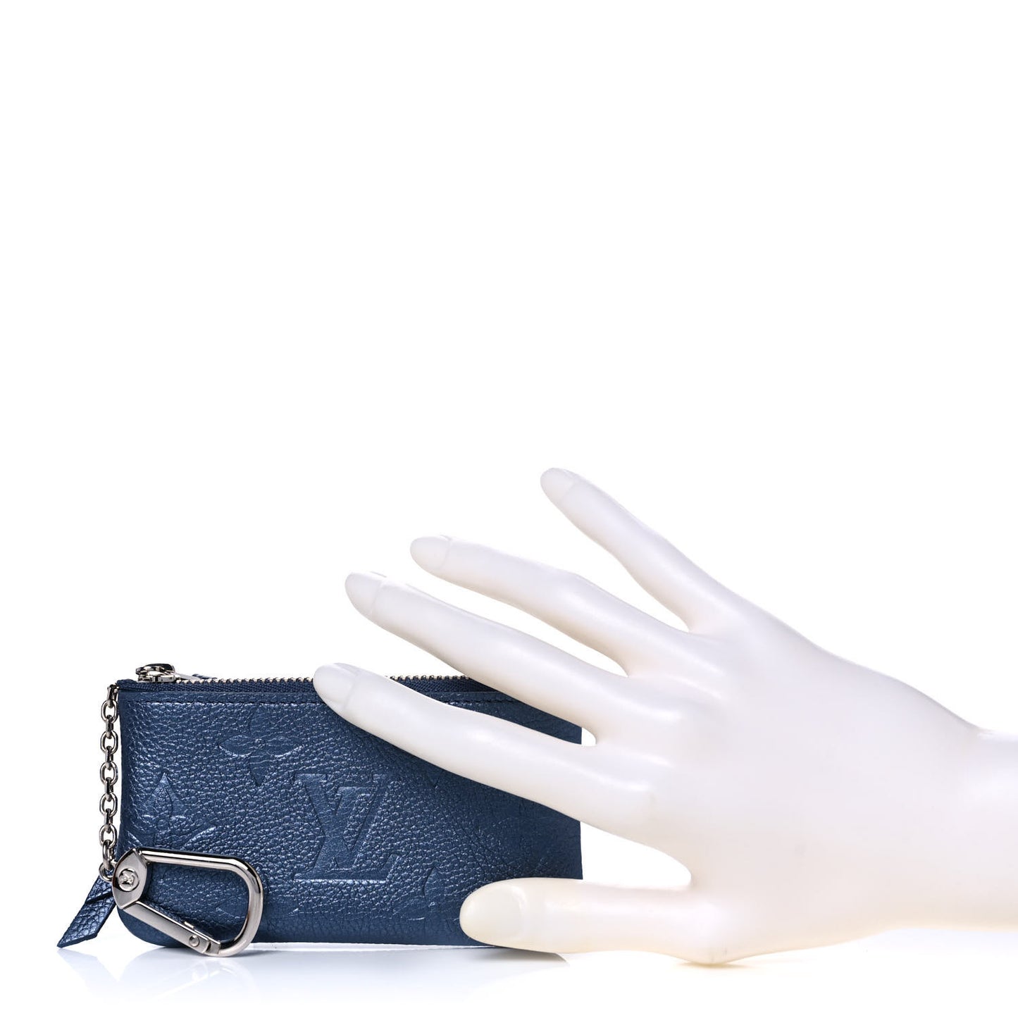 Metallic Empreinte Monogram Giant Key Pouch Navy Nacre