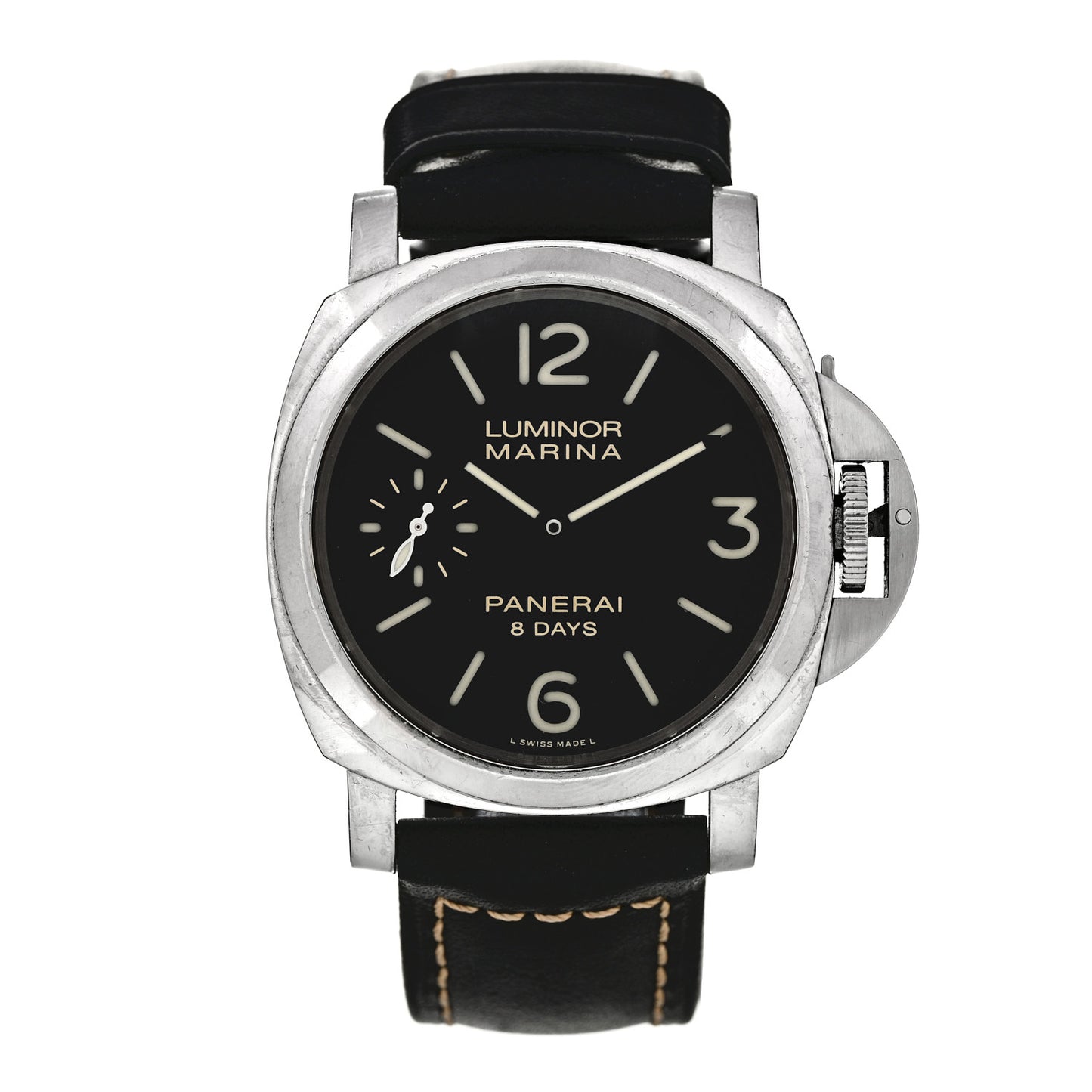 Stainless Steel Calfskin 44mm Luminor Marina Manual Winding Watch Black PAM00510