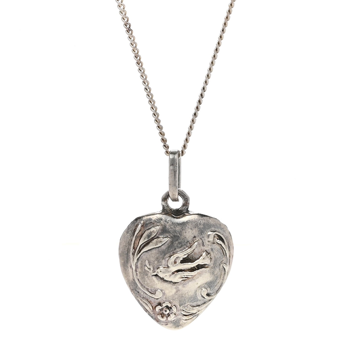 Metal Heart Necklace Silver