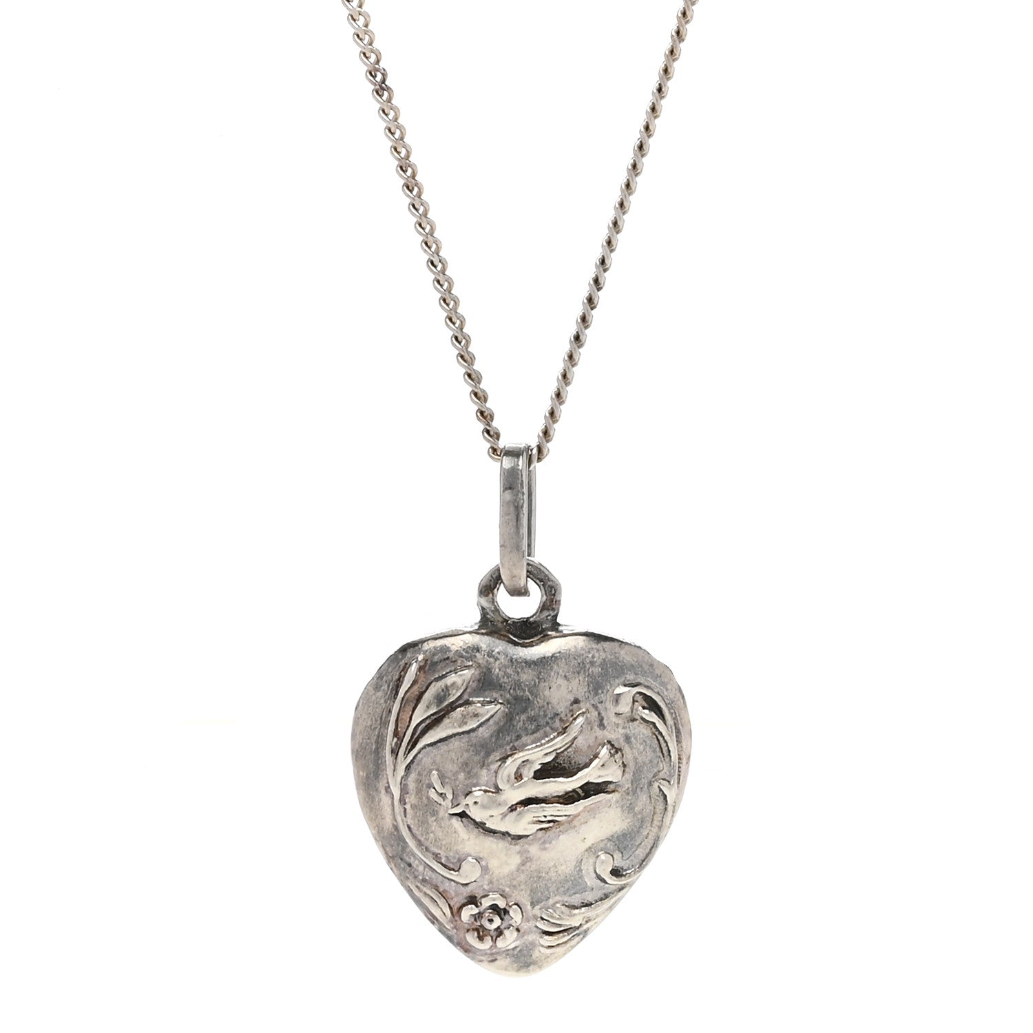Saint Laurent Metal Heart Necklace Silver 4 of 7