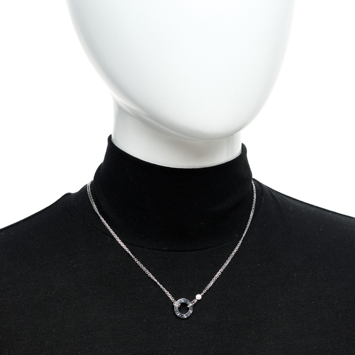 Cartier 18K White Gold 2 Diamond LOVE Necklace 2 of 5