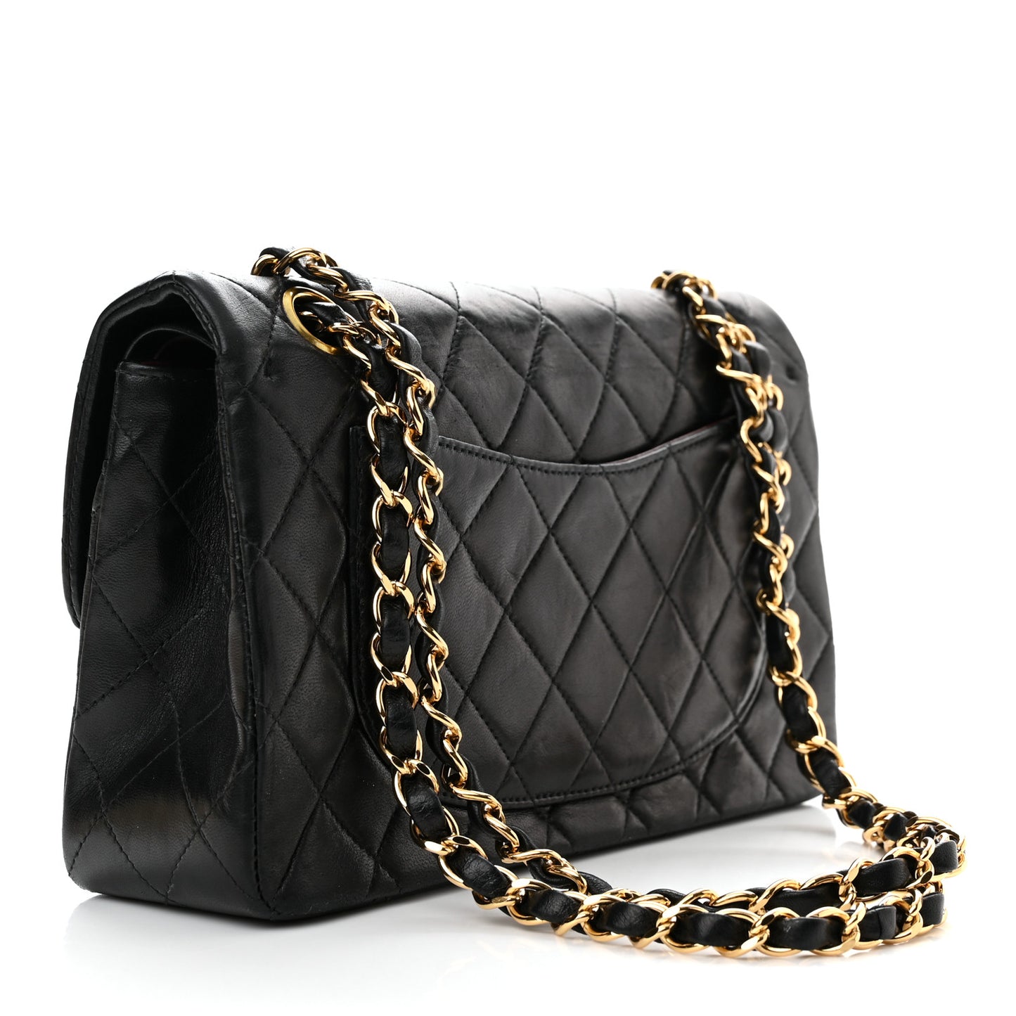 Lambskin Quilted Small Double Flap Black