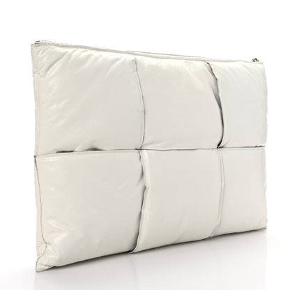 Bottega Veneta Calfskin Maxi Intrecciato Puffy Pouch White 3 of 9