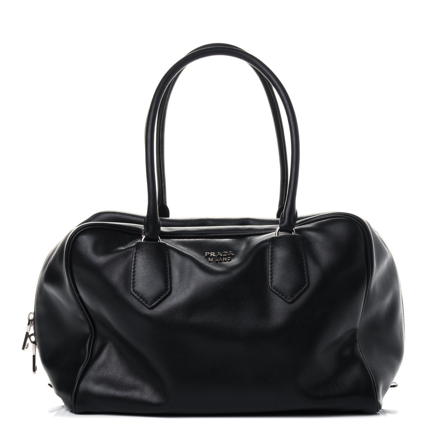 Prada Soft Calf Large Inside Satchel Black Turquoise 1 of 4