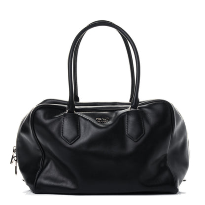 Prada Soft Calf Large Inside Satchel Black Turquoise 1 of 4