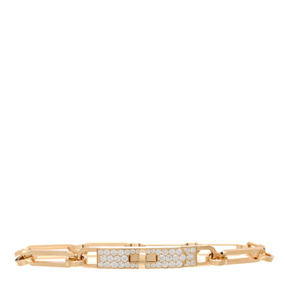 Hermes 18K Yellow Gold Diamond Pave PM Kelly Chaine Bracelet SH 1 of 4