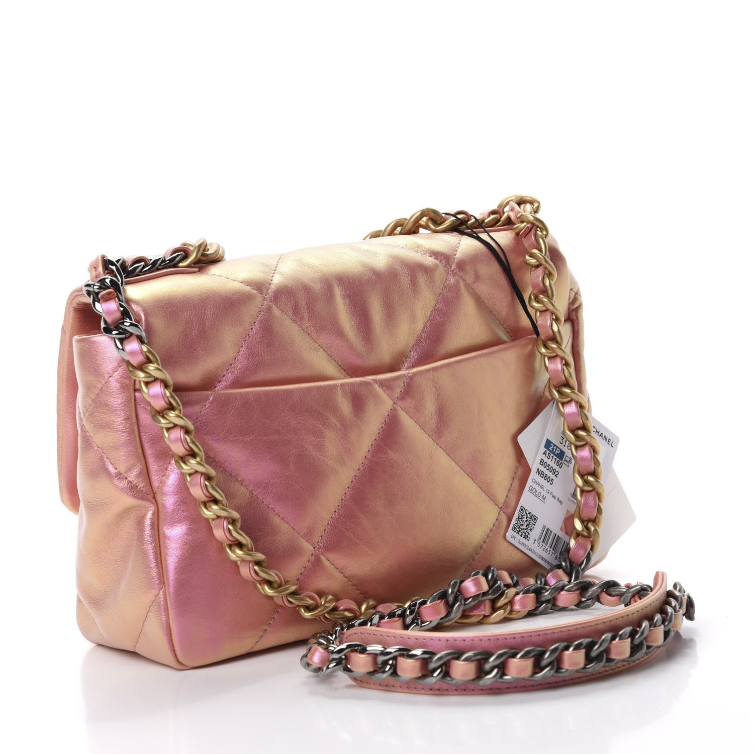 Chanel Iridescent Calfskin Quilted Medium 19 Flap Pink 3 of 10
