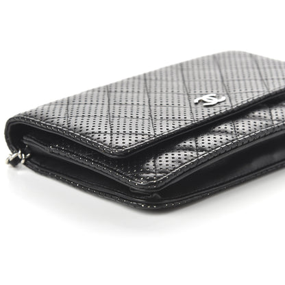 Chanel Perforated Lambskin Quilted Wallet On Chain WOC Black 6 of 11