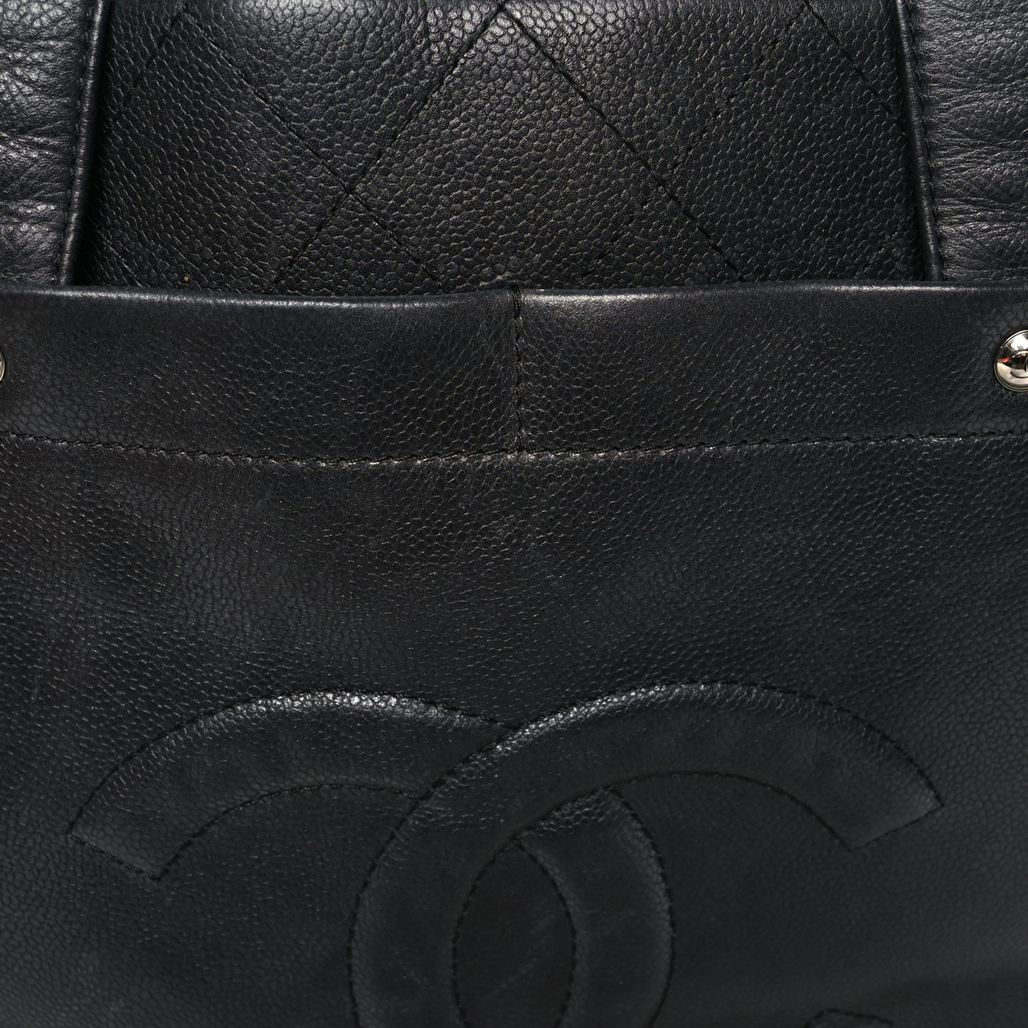Caviar Stitched CC Shopper Tote Black
