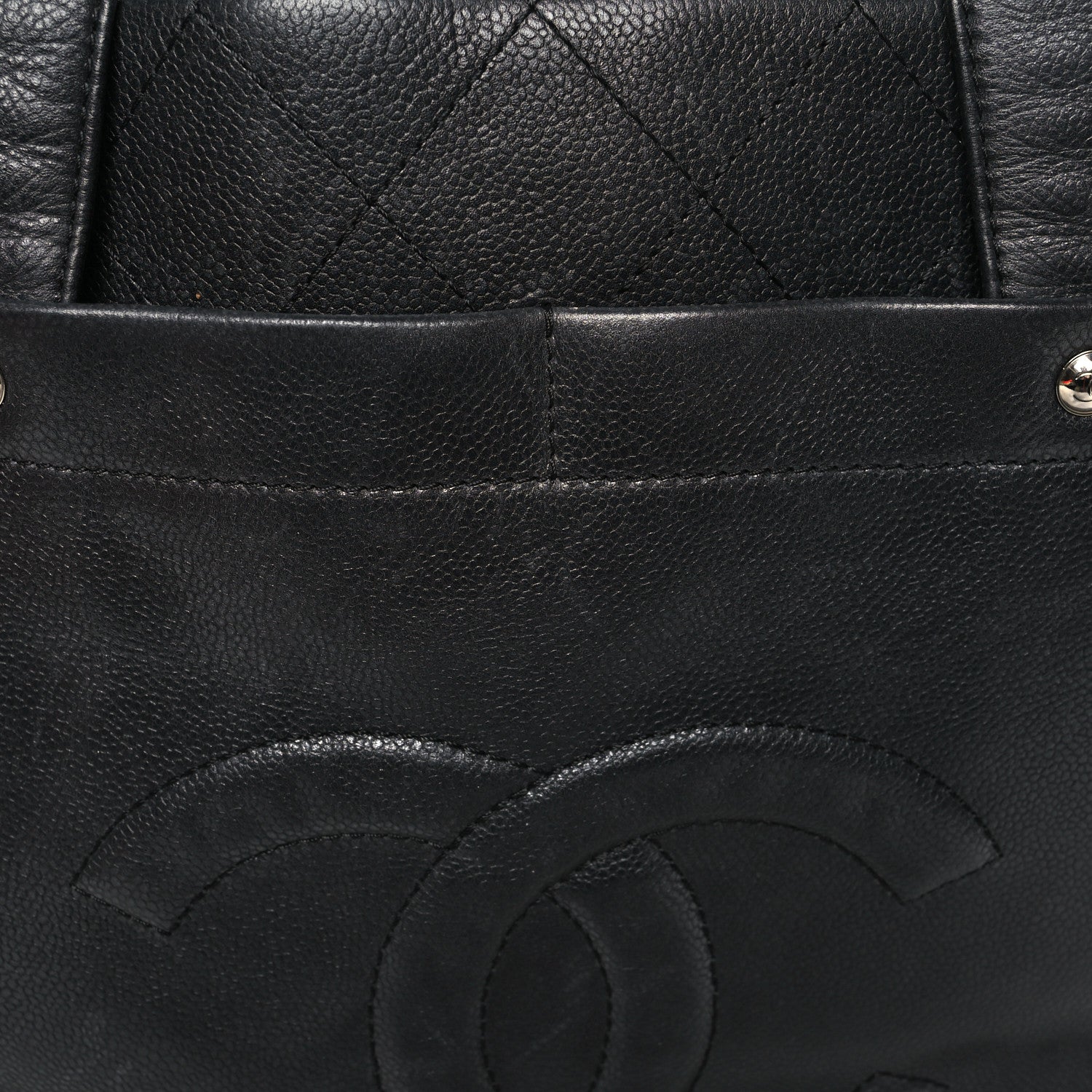 Chanel Caviar Stitched CC Shopper Tote Black 14 of 18