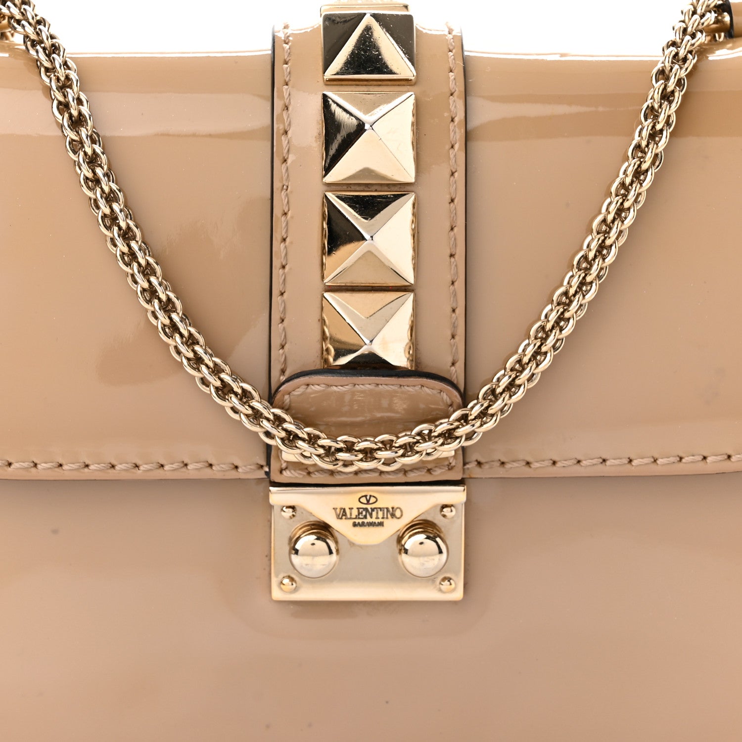 Valentino Garavani Patent Small Glam Lock Rockstud Flap Alpaca 7 of 9