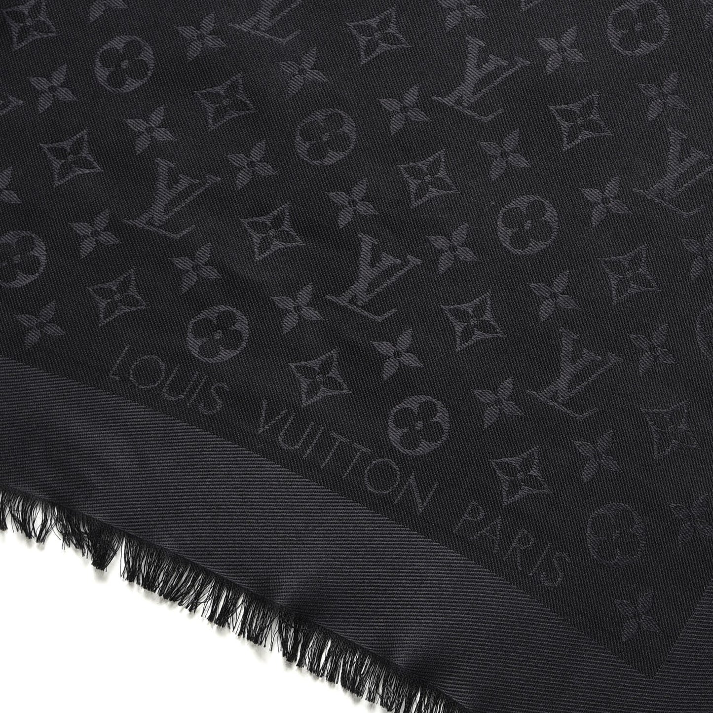 Silk Wool Monogram Shawl Black