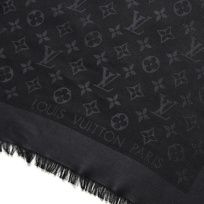 Louis Vuitton Silk Wool Monogram Shawl Black 3 of 5