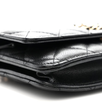 Chanel Caviar Quilted French New Wave Chain CC Wallet On Chain WOC Black 10 of 13