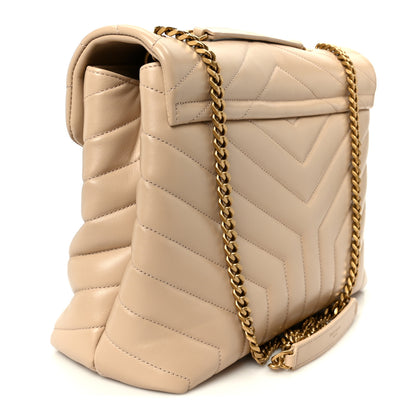 Saint Laurent Calfskin Y Quilted Monogram Medium Loulou Chain Satchel Dark Beige 3 of 11