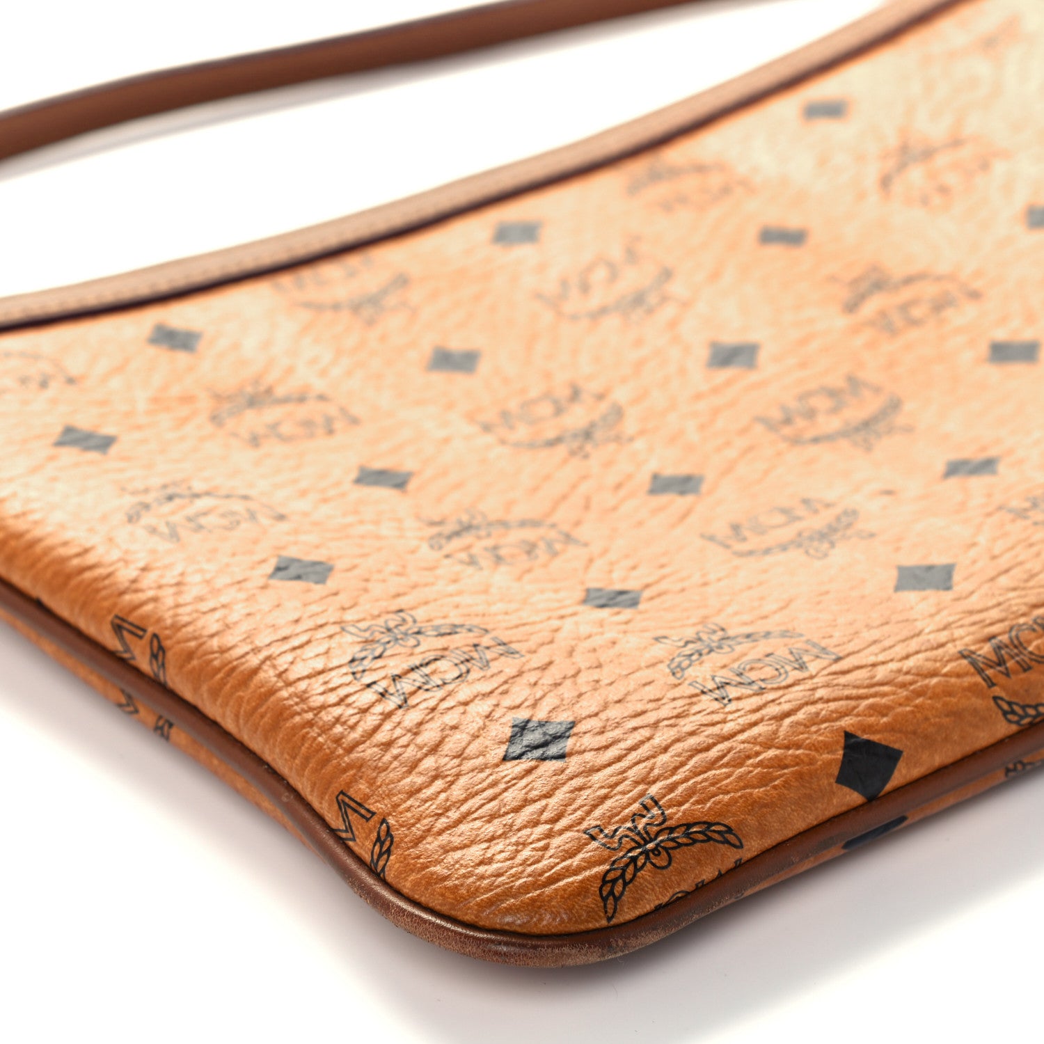 MCM Visetos Liz Shopper Tote Pouch Cognac 12 of 13