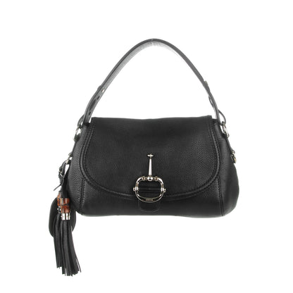 Gucci Pebbled Calfskin Medium Techno Horsebit Shoulder Flap Bag Black 1 of 7