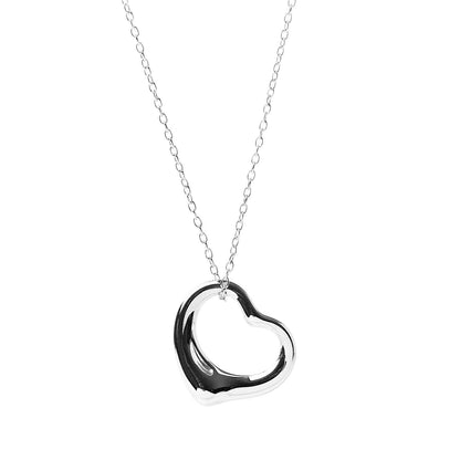 Tiffany Sterling Silver 16mm Elsa Peretti Open Heart Pendant Necklace 4 of 6