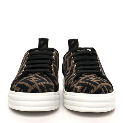 Fendi Fabric FF Micro-Perforated Rise Low Top Sneakers 40 Tobacco Black 2 of 9