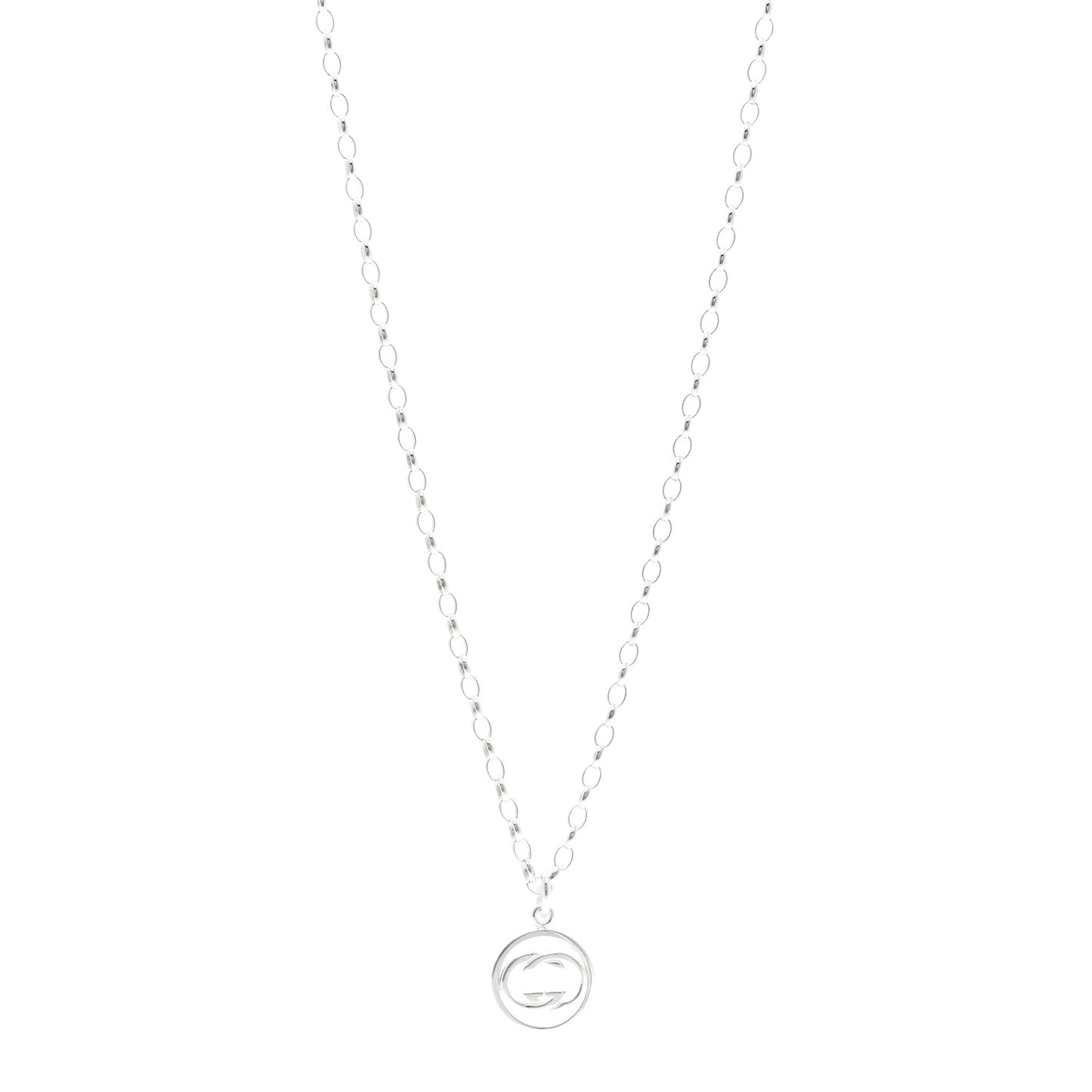 Sterling Silver Interlocking Circle GG Pendant Necklace