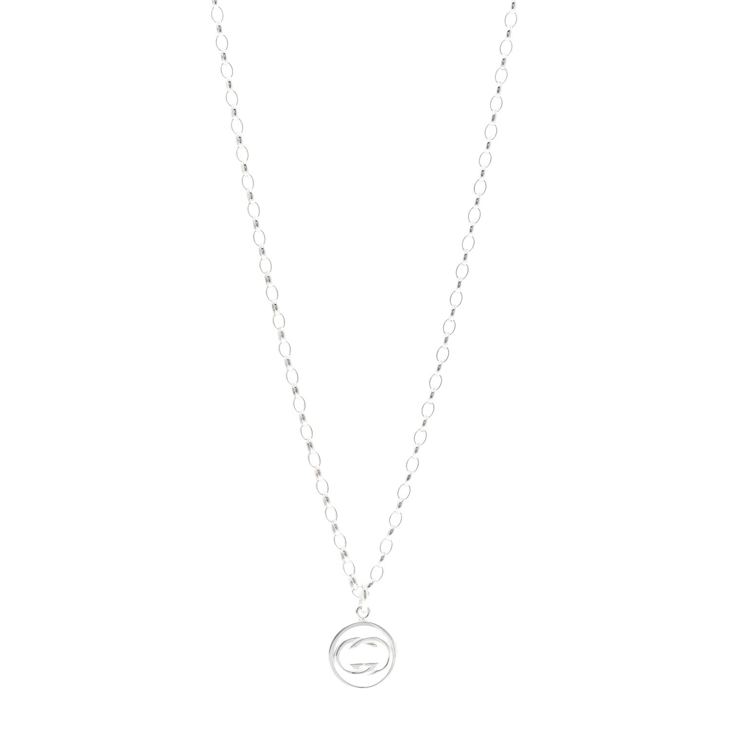 Gucci Sterling Silver Interlocking Circle GG Pendant Necklace 1 of 5