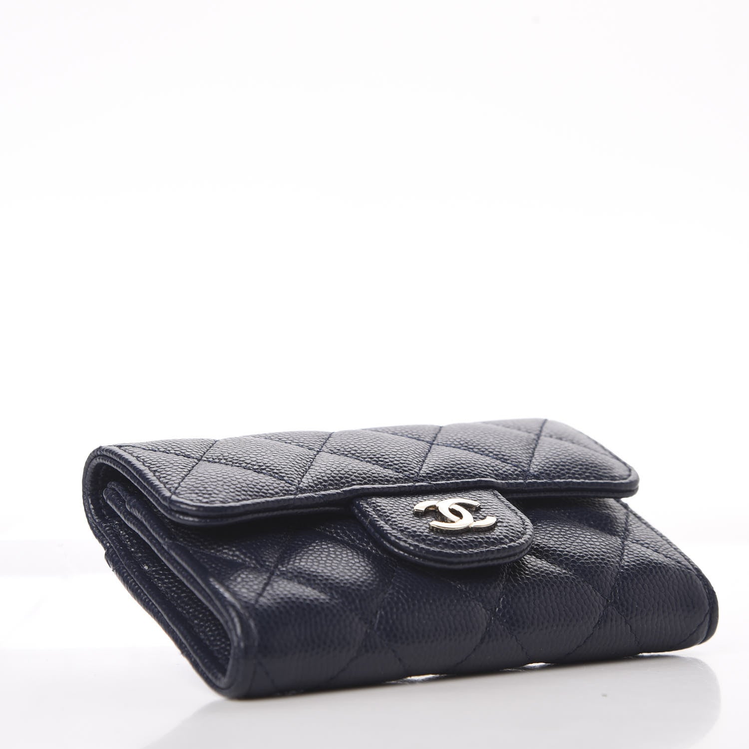 Chanel Caviar Quilted Flap Card Holder Wallet Navy Blue 4 of 9