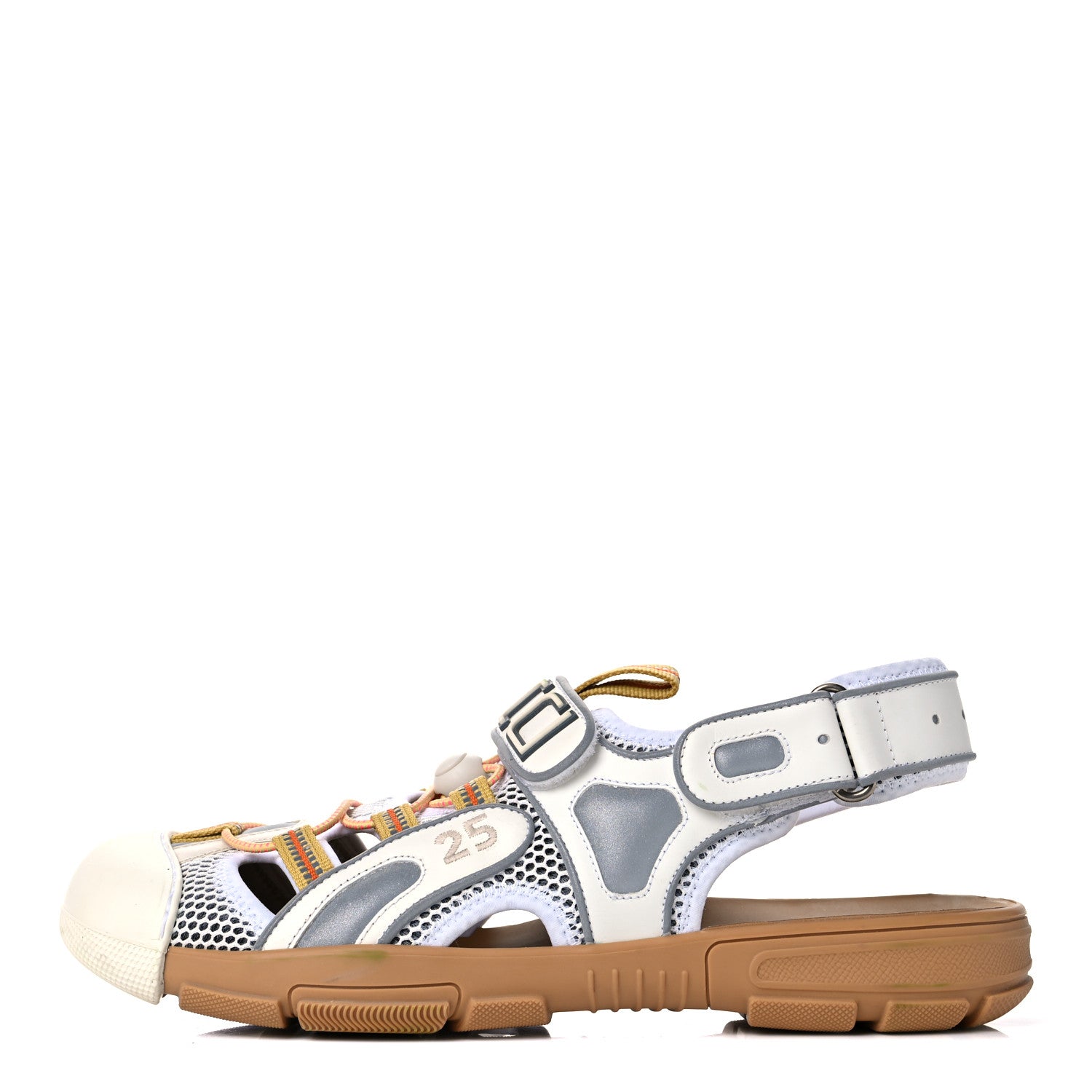 Gucci Mesh Fabric Mens Tinsel Sport Sandals 10 White Silver 1 of 14