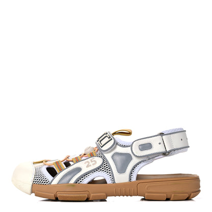 Gucci Mesh Fabric Mens Tinsel Sport Sandals 10 White Silver 1 of 14