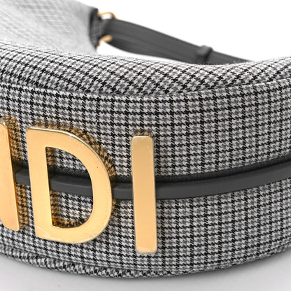 Fendi Wool Vitello Grace Small Houndstooth Small Fendigraphy Hobo Bag Grigio Anthracite 9 of 9