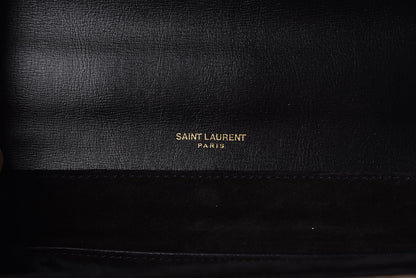 Saint Laurent Calfskin Suede Medium Bellechasse Black Beige 6 of 11