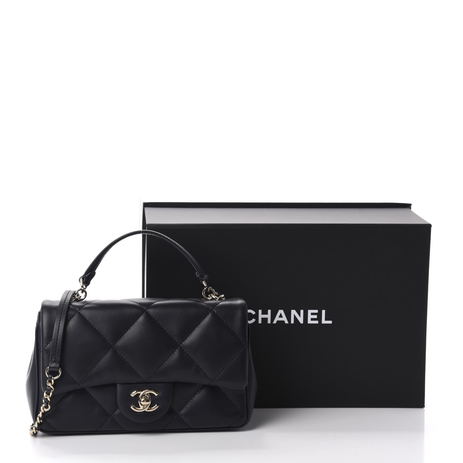 Chanel Lambskin Quilted Small Easy Carry Flap Navy 13 of 13