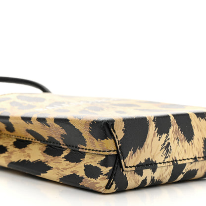 Balenciaga Smooth Calfskin Leopard Print Logo Shopping Phone Holder Bag Beige Black 8 of 11