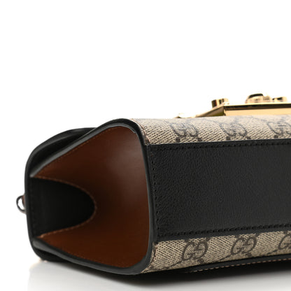 Gucci GG Supreme Monogram Calfskin Small Padlock Shoulder Bag Beige Black Cuir 9 of 11