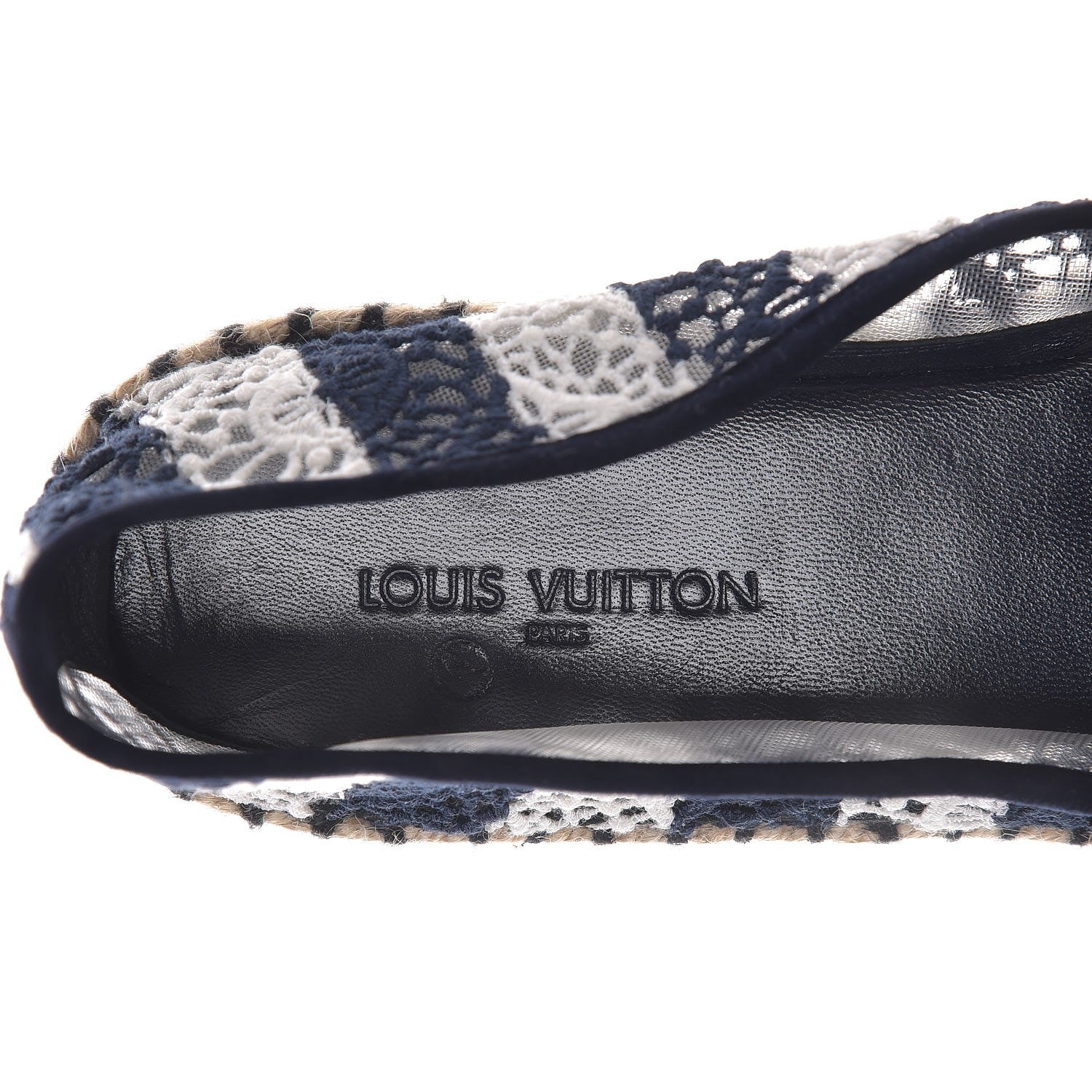 Louis Vuitton Crochet Lace Stripe Espadrille Flats 40 Navy 9 of 9
