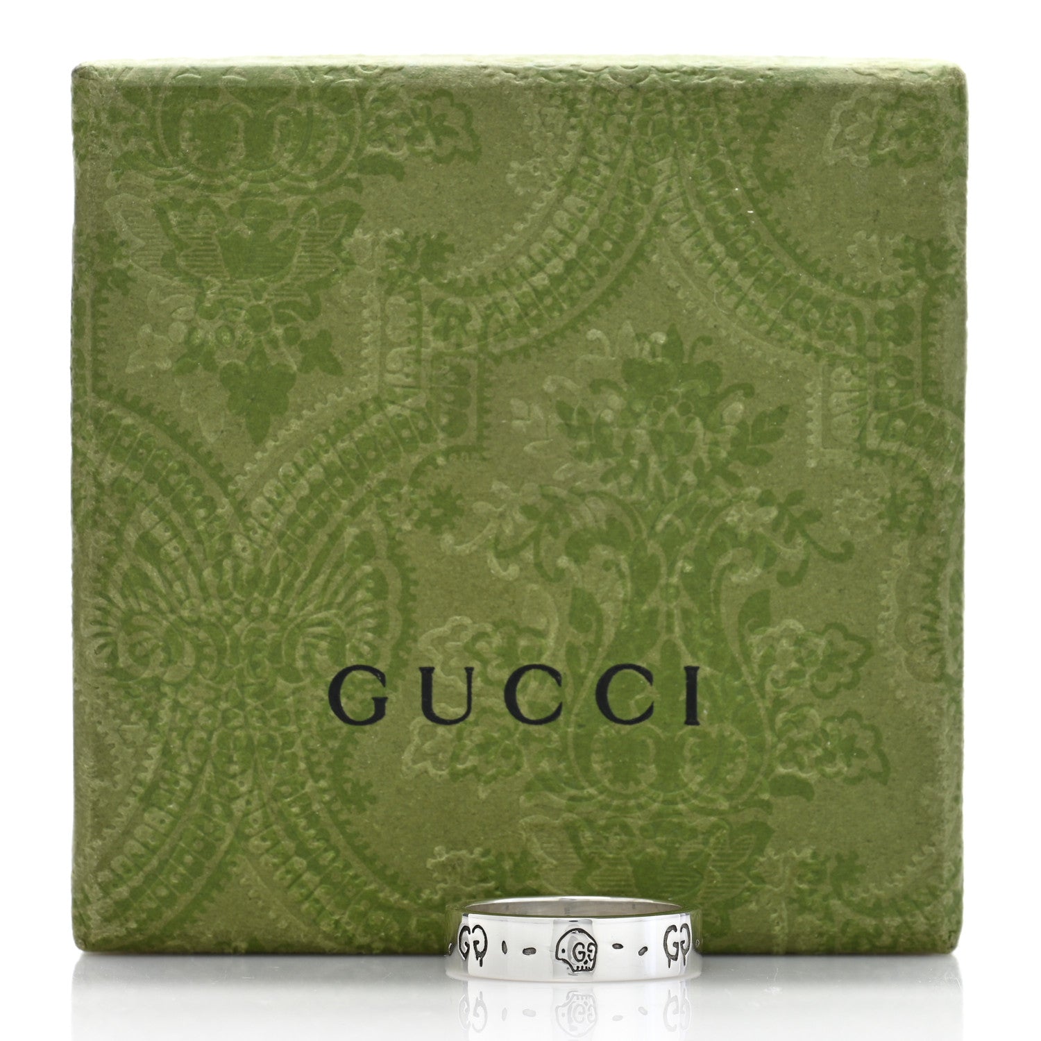 Gucci Sterling Silver Narrow GucciGhost Hamlet Skull Ring 63 10.25 5 of 5