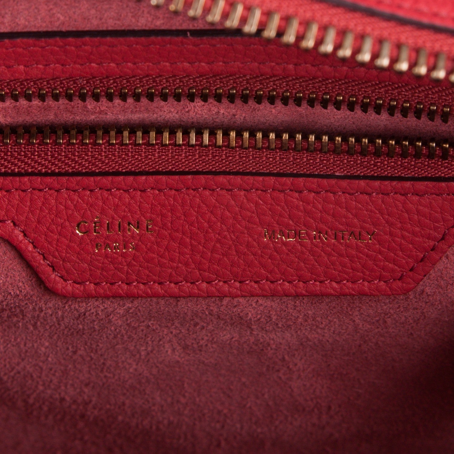 Celine Drummed Calfskin Micro Luggage Red 6 of 7