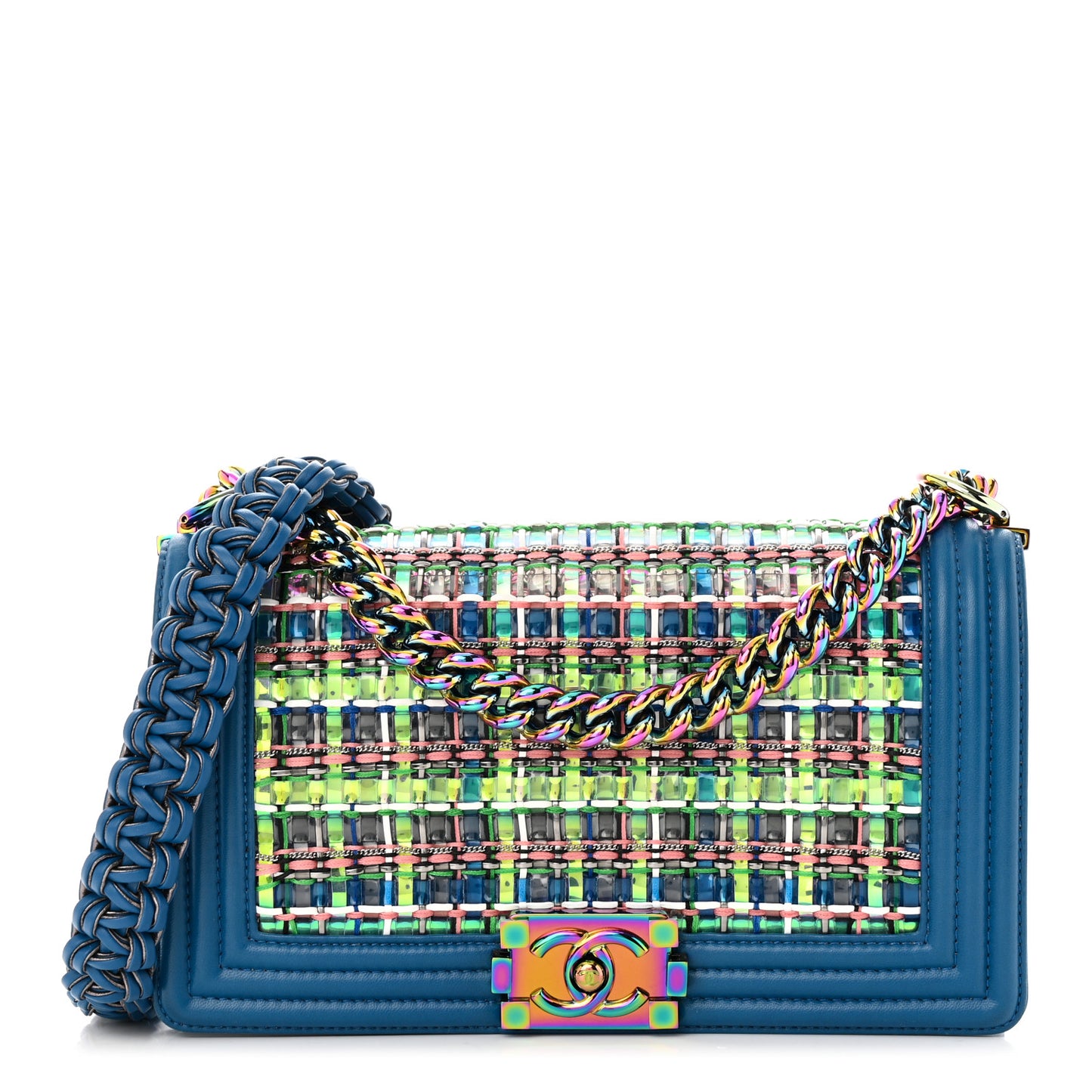 PVC Thread Woven Medium Boy Flap Dark Blue