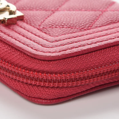 Chanel Caviar Quilted Boy Zip Around Coin Purse Wallet Fuchsia 12 of 12