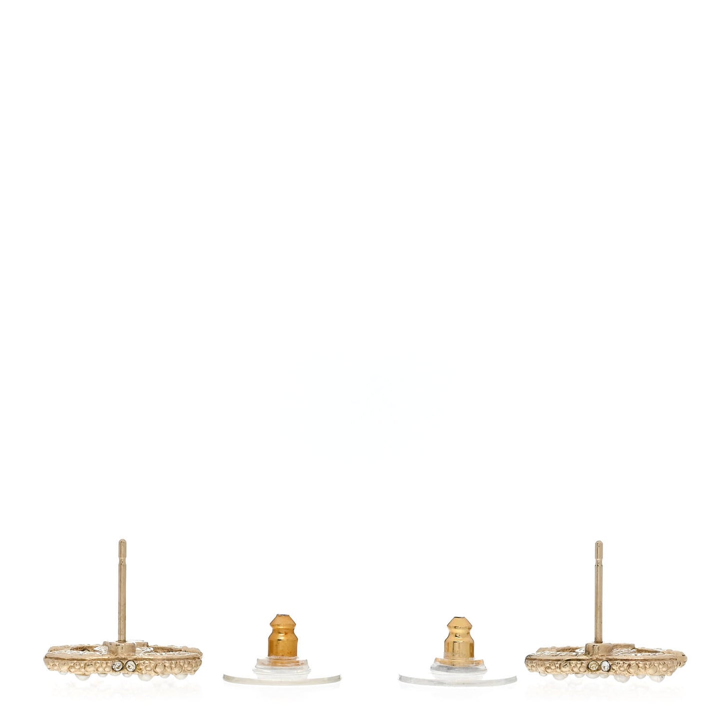 Metal Graduated Pearl Crystal CC Earrings Light Gold