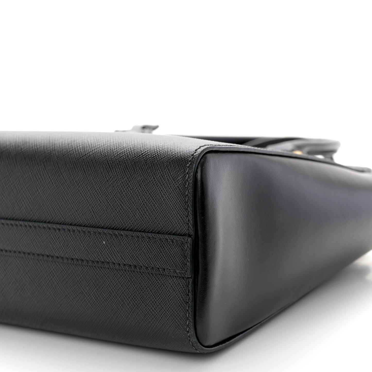 Saffiano Soft Calfskin Small Zippered Tote Black
