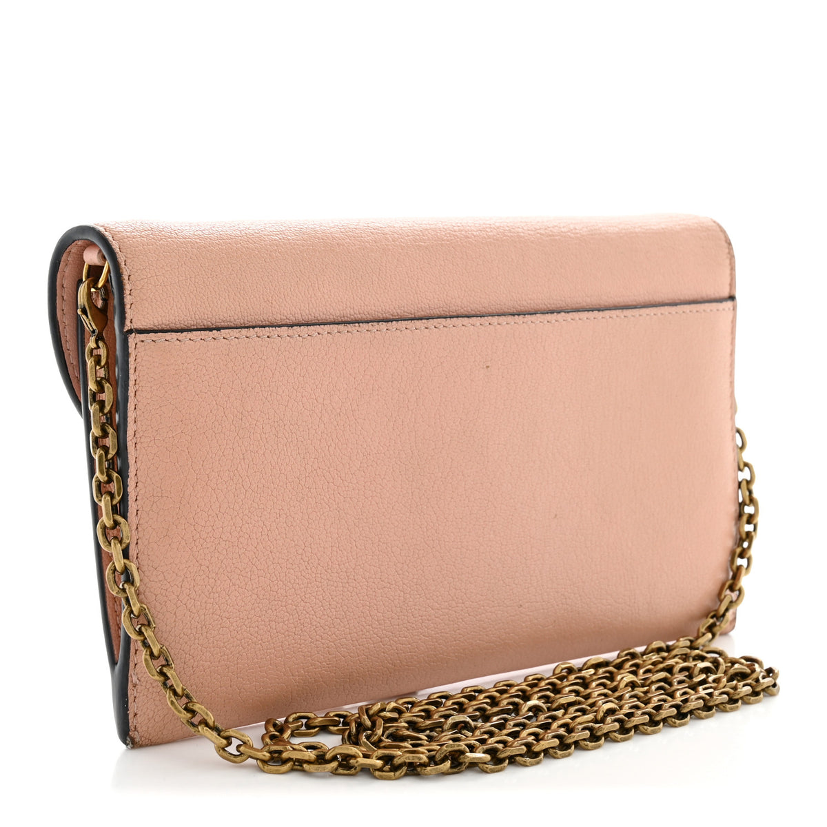 Christian Dior Goatskin Saddle Long Wallet With Chain Rose Des Vent 4 of 14