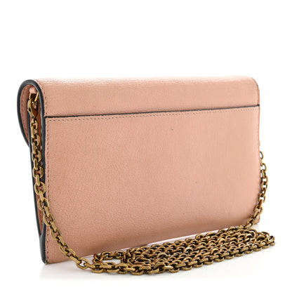 Christian Dior Goatskin Saddle Long Wallet With Chain Rose Des Vent 4 of 14