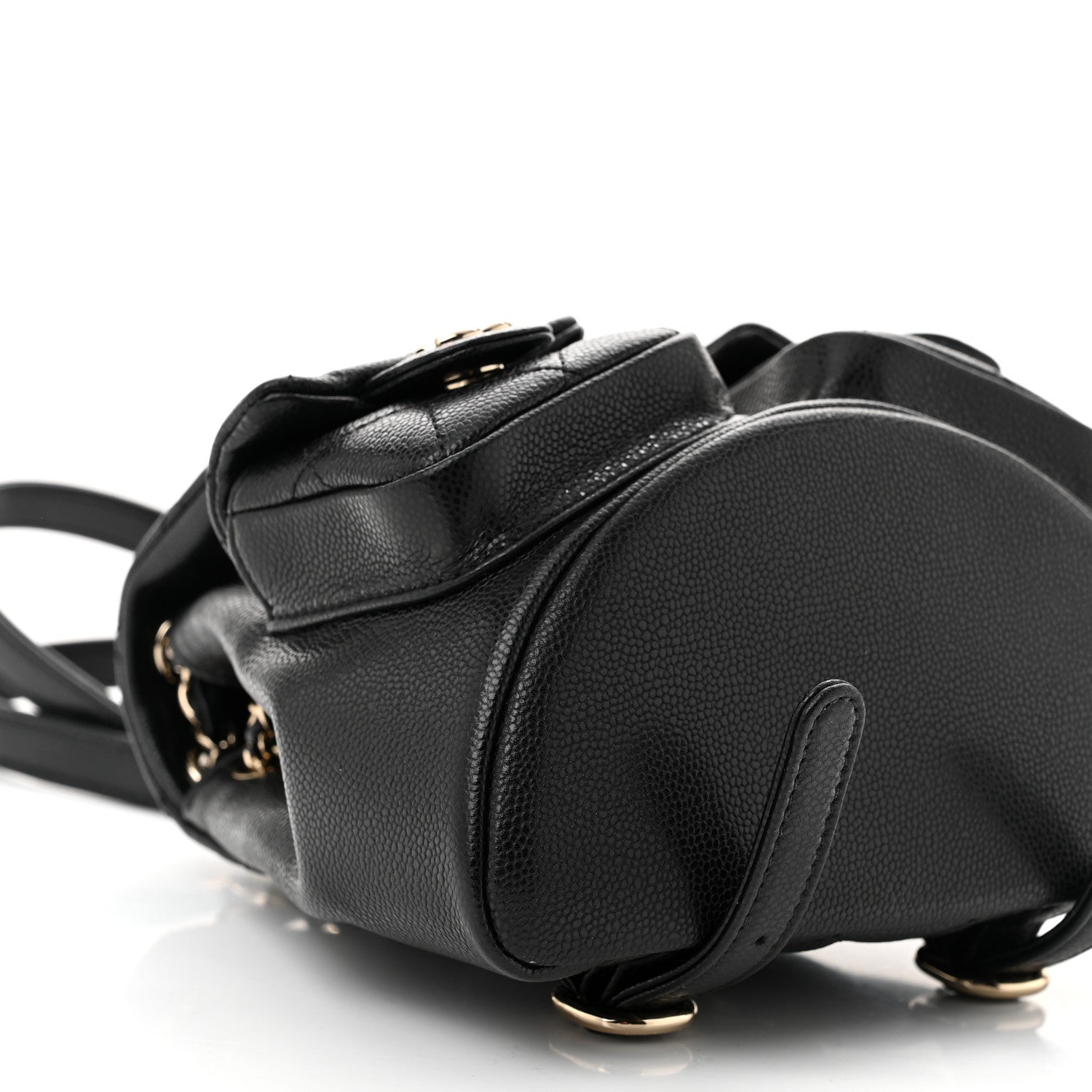 Chanel Shiny Caviar Quilted Small Duma Pockets Drawstring Backpack Black 9 of 11