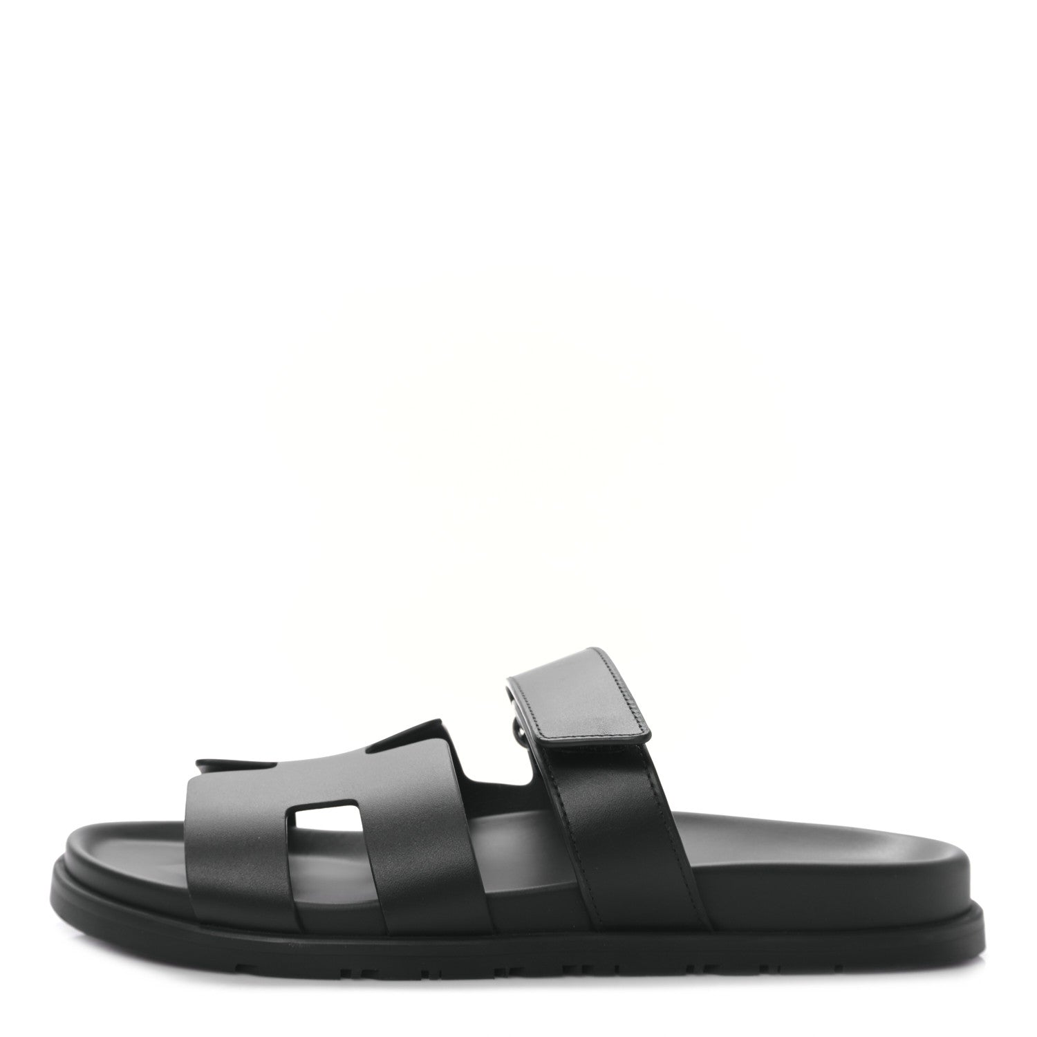Hermes Calfskin Womens Chypre Sandals 40.5 Black 1 of 8