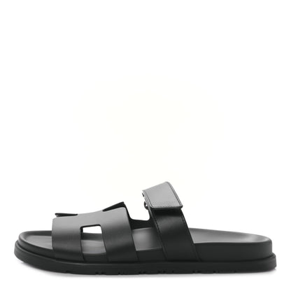 Hermes Calfskin Womens Chypre Sandals 40.5 Black 1 of 8